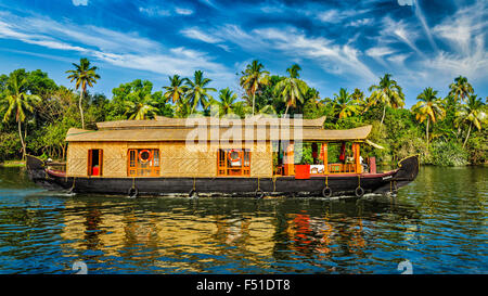 Hausboot in Kerala Backwaters, Indien Stockfoto