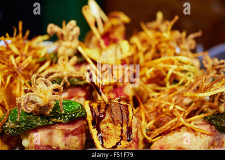 Burgos Tapas essen Detail in Kastilien-León, Spanien Stockfoto