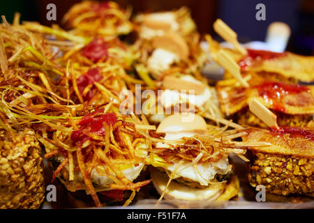 Burgos Tapas essen Detail in Kastilien-León, Spanien Stockfoto