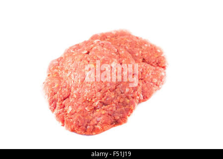 Rohes Hackfleisch Hamburger Fleisch Rindfleisch, isoliert auf weißem Hintergrund Stockfoto