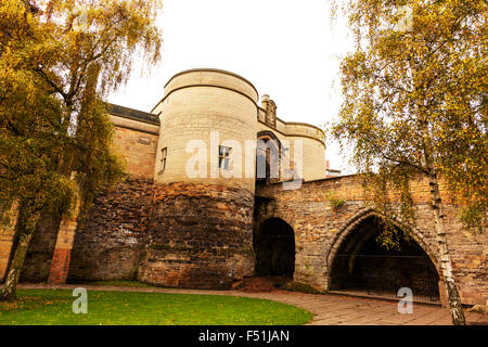 Nottingham Castle äußere Tor Torhaus Außenfassade Eingang Stadt UK England Nottinghamshire touristische Attraktion Hauswand Stockfoto