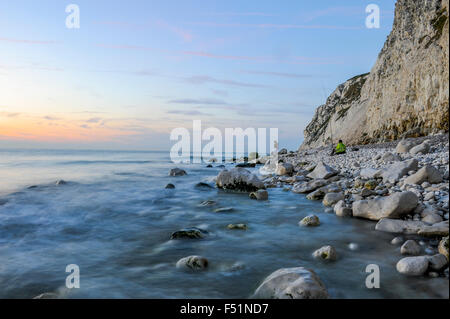 Fischer bei der GAP-Blanc-Nez nach Sonnenuntergang Stockfoto