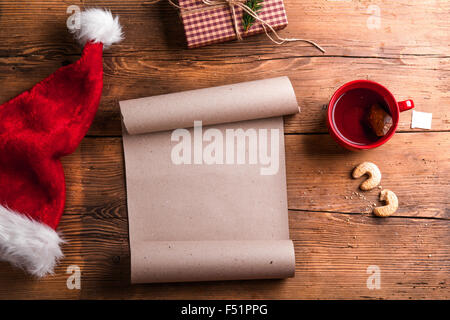 Leere Wunschzettel für den Weihnachtsmann Stockfoto