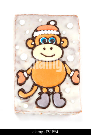 Lebkuchen mit Affe auf einem weißen Hintergrund Stockfoto