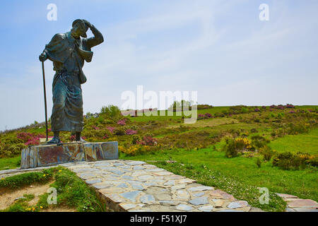 O Cebreiro Alto San Roque oben in der Art von Saint James in Galicien Spanien Stockfoto