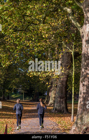 Battersea, London, UK. 26. Oktober 2015. UK Wetter: Knackig Sonnenwetter bringt der Herbst Farben und Leute, die Übung im Battersea Park. Bildnachweis: Guy Bell/Alamy Live-Nachrichten Stockfoto