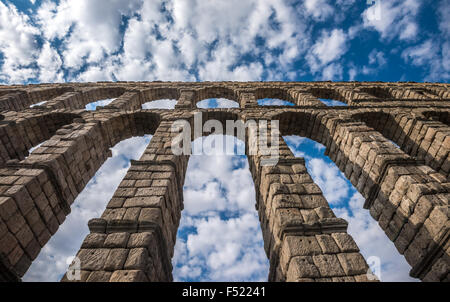 Antike römische Aquädukt in Segovia, Castilla y Leon, Spanien Stockfoto