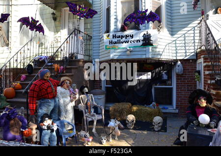 Halloween Dekorationen Brooklyn Park Slope NewYork Stockfoto