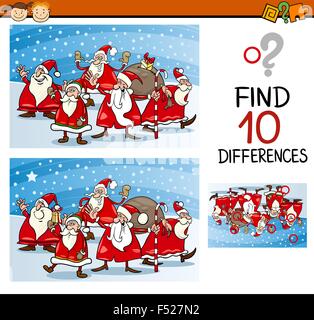 Cartoon-Illustration der Unterschiede erzieherische Aufgabe für Kinder im Vorschulalter mit Weihnachtsbuchstaben Stock Vektor