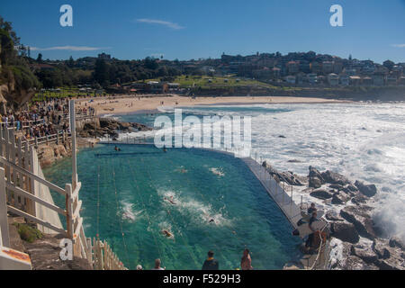 Bronte Ozean Bäder Schwimmbad mit Strand im Hintergrund Sydney New South Wales NSW Australia Stockfoto