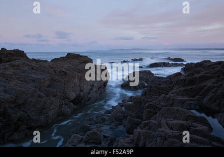 Licht des frühen Morgens am Strand von Westward Ho in Nord-Devon Stockfoto