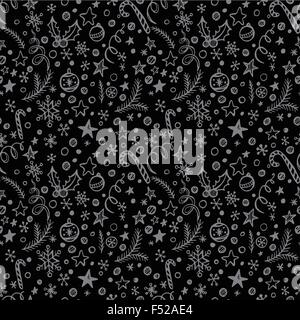 Nahtlose Muster mit handgezeichneten Kreide Weihnachten illustration Stock Vektor