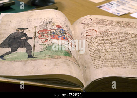 Historische, handgeschriebene biblischen Skript in ein Kloster-Bibliothek, Deutschland, Europa Stockfoto