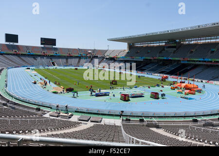 Olympia-Stadion von Barcelona während der 20. Leichtathletik-WM im Olympiastadion am 2010 in Barcelona Stockfoto