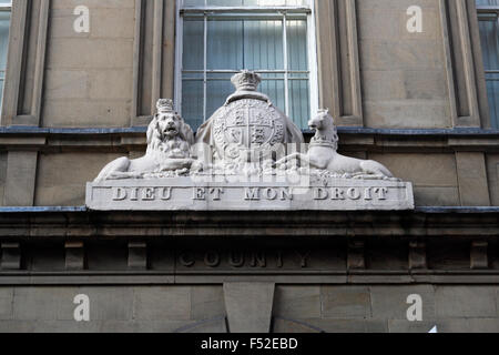 DIEU ET MON DROIT, Motto Altes Amtsgericht Sheffield Stockfoto