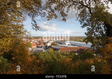 Blick über die alte Stadt Boizenburg, Deutschland, Mecklenburg Stockfoto