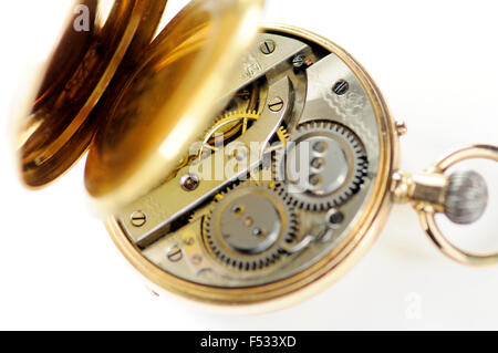 Innere des Gold Taschenuhr Pocket Stockfoto