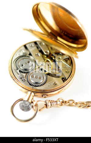 Innere des Gold Taschenuhr Pocket Stockfoto