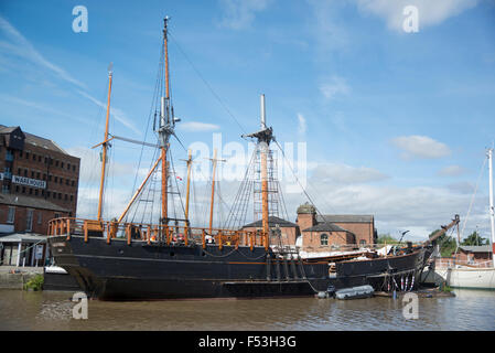 Großsegler in Gloucester docks Stockfoto