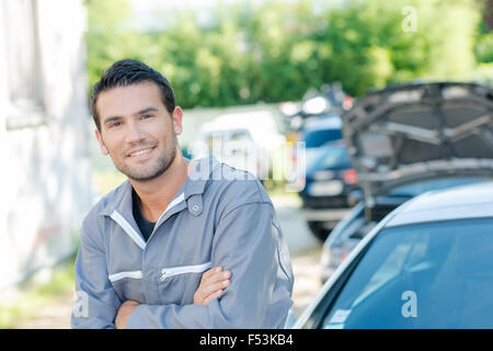 Mechaniker Overall tragen Stockfoto