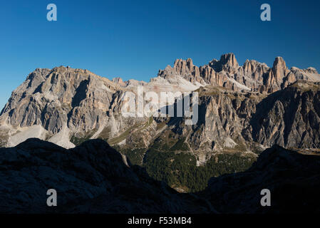 Blick am Lagazuoi vom Nuvolau, Dolomiten, Belluno, Italien Stockfoto