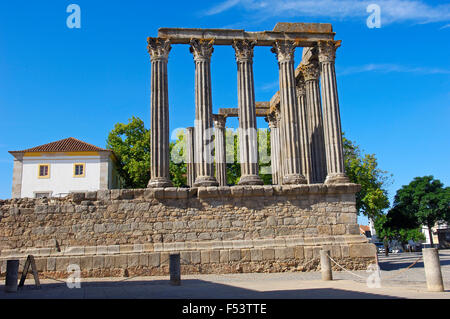 Ruinen der römischen Tempel der Diana, Evora, Alentejo. Portugal Stockfoto