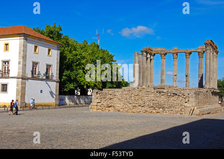 Ruinen der römischen Tempel der Diana, Evora, Alentejo. Portugal Stockfoto