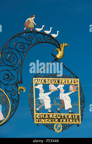 Metzgerei Schild, Colmar, Elsass, Frankreich Stockfoto