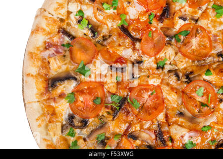 frische heiße Fastfood - Scheiben von Pizza Nahaufnahme von oben Stockfoto