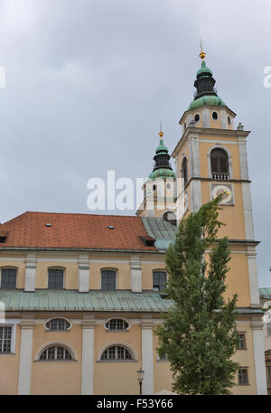 Sankt Nikolaus Kathedrale in der Altstadt von Ljubljana, Slowenien Stockfoto