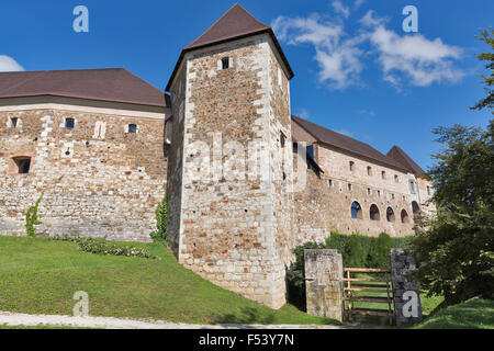 Alten Mauern der Burg von Ljubljana, Slowenien Stockfoto