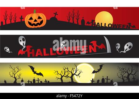 3 verschiedene Designs für Halloween - 3 verschiedene Banner mit Halloween design-Elemente Stock Vektor