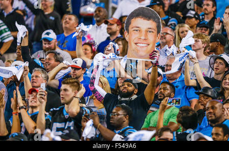 Charlotte, NC, USA. 25. Oktober 2015. Carolina Panther Fans feiern einen Touchdown in der NFL-Spiel gegen die Philadelphia Eagles am 25. Oktober 2015, bei Bank of America Stadium in Charlotte, North Carolina. Die Panthers besiegten die Adler 26-16. Margaret Bowles/CSM/Alamy Live-Nachrichten Stockfoto
