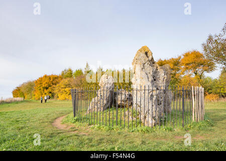 Die Flüstern Ritter, eine neolithische Grabstätte, Bestandteil der Rollright Stones, Oxfordshire, England, UK Stockfoto