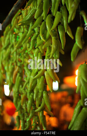 Anaheim Paprika sind vielfältige milde Chilischote verwendet in mexikanische und Tex Mex Küche. Stockfoto