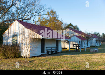 Erhalten Sklave Viertel Hütten am Baumwollplantage in Frogmore Bauernhof in Ferriday, den tiefen Süden, Louisiana, USA Stockfoto
