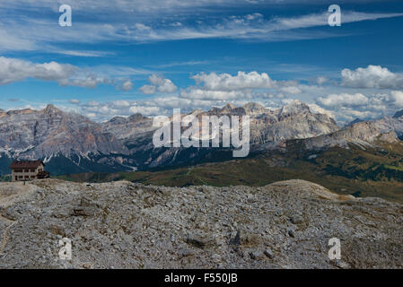 Herrliche Aussicht von der Franz Kostner Hütte in den Dolomiten, Italien Stockfoto