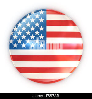 Flag-Abzeichen - Vereinigte Staaten von Amerika isoliert 3D-Illustration Stockfoto