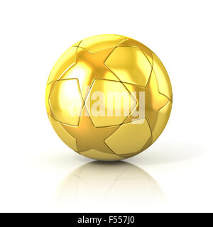 goldenen Fußball - Fußball mit Sternmuster isoliert auf weiss Stockfoto