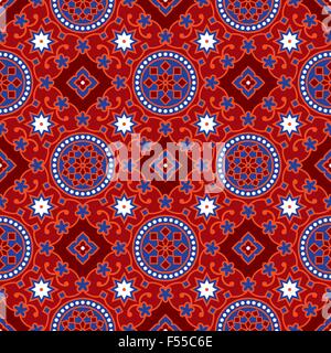 Sindh traditionellen blauen & rote Ajrak Muster Hintergrund Vektor-illustration Stock Vektor