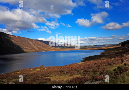 Eine Ansicht des nördlichen Ende des Loch Muick in der Nähe von Ballater, Aberdeenshire, Schottland, Vereinigtes Königreich. Stockfoto