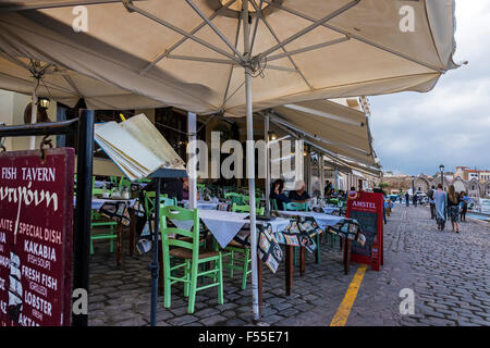 Fisch-Taverne im alten Chania, Crete. Stockfoto