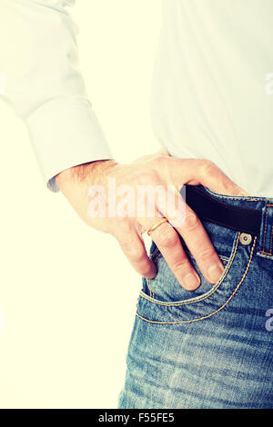 Männer in Jeans Hosen Stockfoto