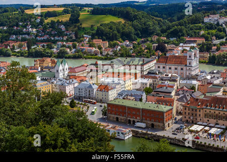 Blick über die bayerischen Stadt Passau in Deutschland, Europa. Stockfoto