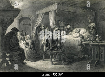 Martin Luther auf dem Sterbebett 18 Februar 1546 Eisleben, Deutschland Stockfoto