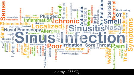 Hintergrund-Konzept Wordcloud Illustration der Sinus-Infektion Stockfoto