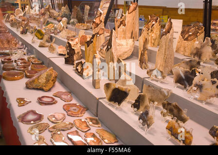 Rock und mineralischen Display, Willamette Achat & Mineral Society & Juwel Rock Show, Polk County Fairgrounds, Oregon Stockfoto