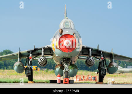 Polnische Luftwaffe Sukhoi Su-22 Kampfjet auf dem Display am königlichen niederländischen Luftwaffe Stockfoto