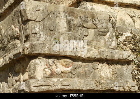 Detail von den Ruinen von Maya-Festung und Tempel, Tulum, Mexiko Stockfoto