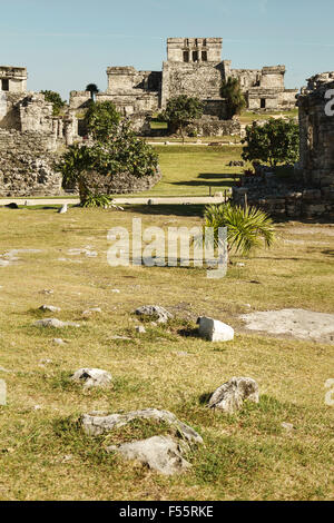 Castillo-Festung in der antiken Maya-Stadt Tulum, Mexiko Stockfoto